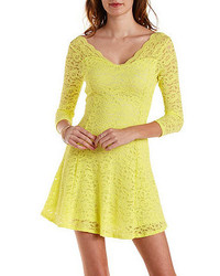 Yellow Lace Skater Dress