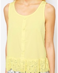 Girls On Film Button Front Top With Lace Hem Frill