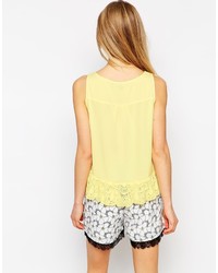 Girls On Film Button Front Top With Lace Hem Frill