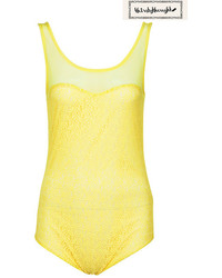 Yellow Lace Gauze Bodysuit