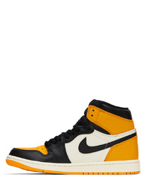 NIKE JORDAN Yellow Black 1 Retro Sneakers