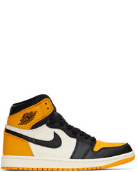 NIKE JORDAN Yellow Black 1 Retro Sneakers
