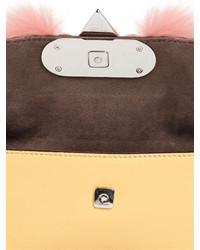 Fendi Micro Baguette Faces Leather Bag W Fur