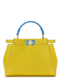 Fendi Peekaboo Mini Bicolor Satchel Bag Yellow