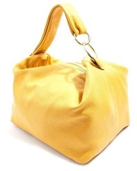 Topshop Premium Leather Hobo Bag Yellow