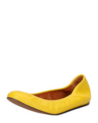 Lanvin Scrunched Leather Ballerina Flat Yellow