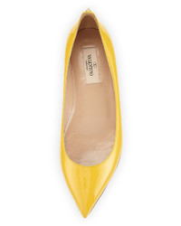 Valentino Leather Pointed Toe Flat Yellow