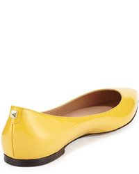 Valentino Leather Pointed Toe Flat Yellow