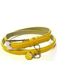 Overstock Yellow Patent Leather Skinny Belt