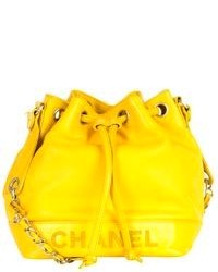 Yellow Leather Bucket Bag