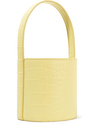 Staud Bissett Mini Croc Effect Leather Bucket Bag