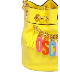 Moschino Small Logo Charms On Leather Bucket Bag