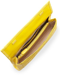 Nancy Gonzalez Crocodile Flap Clutch Bag Yellow