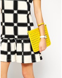 Love Moschino Cut Out Heart Clutch Bag In Yellow