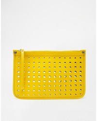 Love Moschino Cut Out Heart Clutch Bag In Yellow