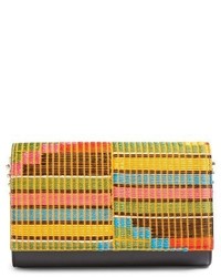 Christian Louboutin Paloma Africube Leather Textile Clutch None