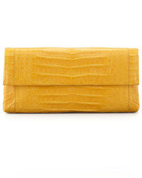 Nancy Gonzalez Soft Flap Crocodile Medium Clutch Bag Marigold