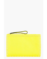 Valentino Yellow Leather Rockstud Zip Clutch