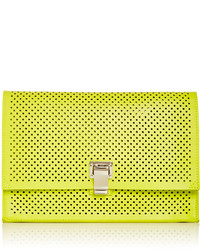 Proenza Schouler Yellow Perforated Leather Small Lunch Bag Clutch