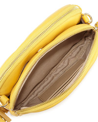 Neiman Marcus Greco Leather Crossbody Bag Yellow