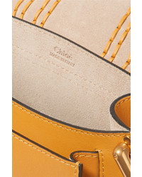 Chloé Hudson Mini Whipstitched Leather Shoulder Bag Saffron