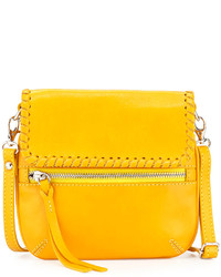 Neiman Marcus Made In Italy Whipstitch Trim Crossbody Bag Yellow