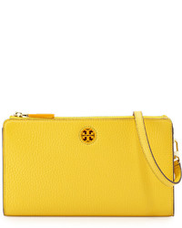 Tory Burch Robinson Pebbled Leather Crossbody Wallet Yellow
