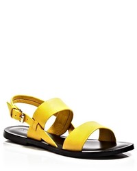 Yellow Leather Flat Sandals