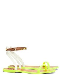 Tory Burch Leather Ankle Strap Flats Jelly Sandals