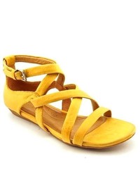 Naya Hillary Yellow Leather Gladiator Sandals Shoes