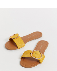 New Look Wide Fit Ring Detail Sandal In Dark Yellow