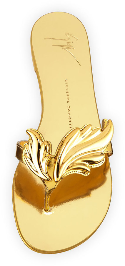 giuseppe zanotti gold flat sandals