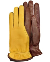 Pineider Two Tone Deerskin Leather Gloves W Cashmere Lining