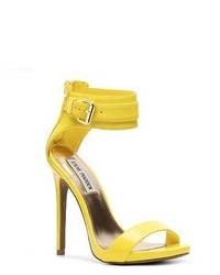 Yellow Leather Heeled Sandals