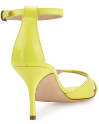 Manolo Blahnik Callre Crisscross Patent 70mm Sandal Yellow