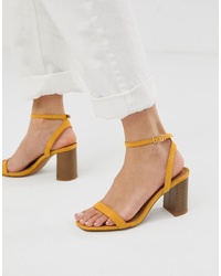 ASOS DESIGN Hong Kong Barely There Block Heeled Sandals In Mustard
