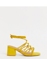 ASOS DESIGN Wide Fit Harvie Knotted Detail Sandals In Mustard