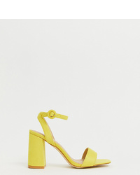 Raid Wide Fit Wink Yellow Square Toe Block Heeled Sandals