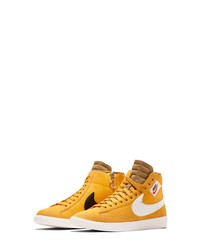 Yellow Leather High Top Sneakers