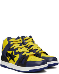 BAPE Yellow Navy Sta 93 Hi Sneakers