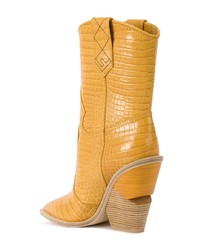 Fendi Crocodile Embossed Ankle Boots