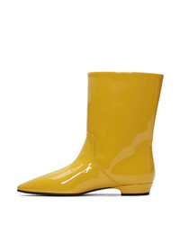 Miu Miu Yellow Patent Logo Boots