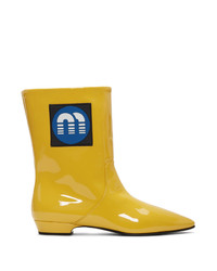 Miu Miu Yellow Patent Logo Boots