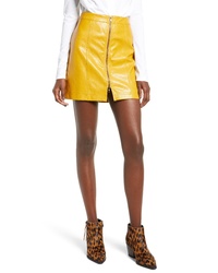 MOON RIVE R Zip Front Faux Leather Miniskirt
