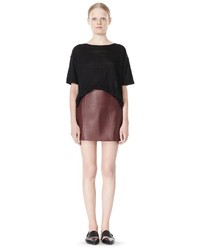 Alexander Wang Raw Edge A Line Leather Skirt