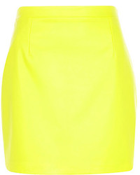 River Island Yellow Leather Look Mini Skirt