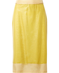 Yellow Leather Pencil Skirt