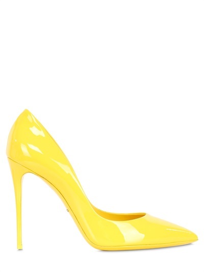 yellow leather pumps