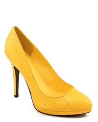 Lauren Ralph Lauren Kailee Yellow Leather Pumps Heels Shoes Uk 6