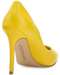 Charles by Charles David Pact Leather Pointed Toe Pump Yellow
